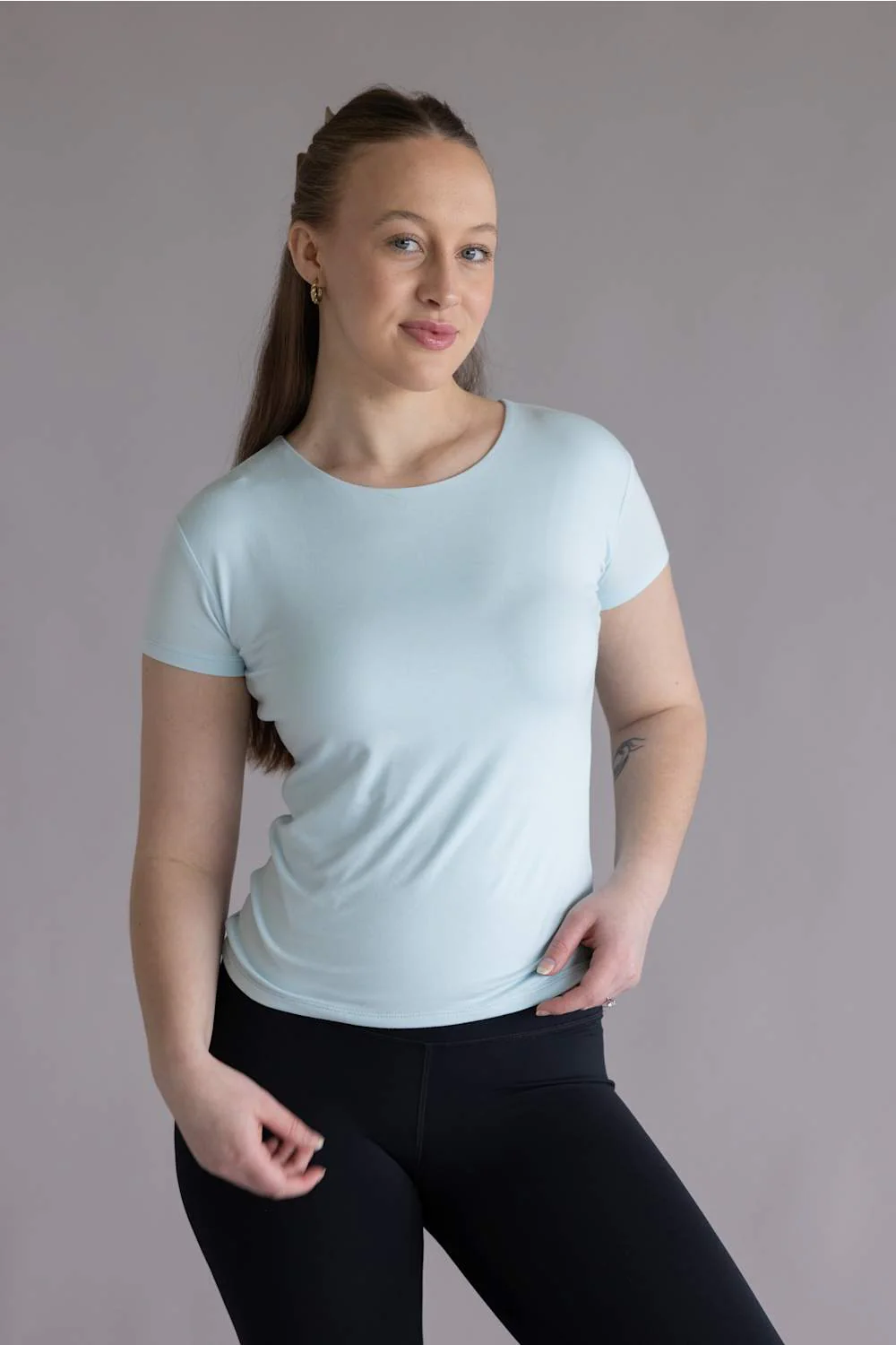 Simply Southern Double Layer T-Shirt for Women in Light Blue | PP-0126-TEE-DBLYR-LTB - Image 3