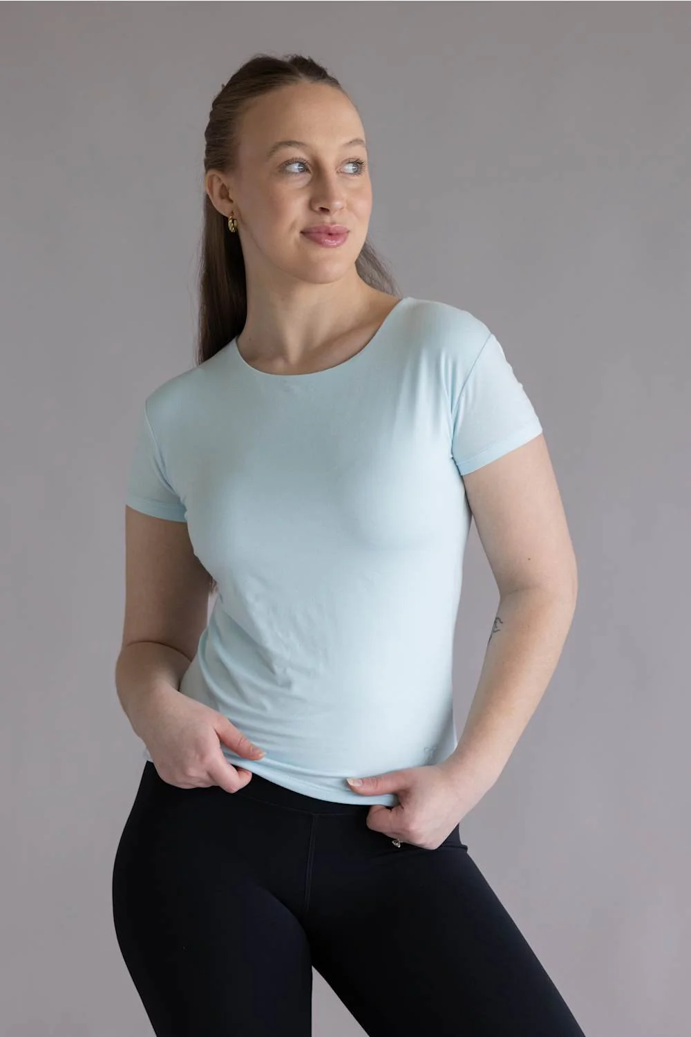 Simply Southern Double Layer T-Shirt for Women in Light Blue | PP-0126-TEE-DBLYR-LTB - Image 4