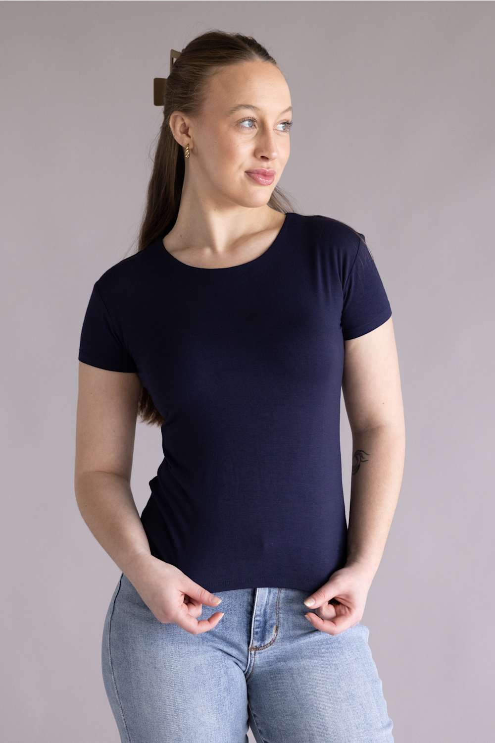 Simply Southern Double Layer T-Shirt for Women in Navy | PP-0126-TEE-DBLYR-NAVY - Image 2