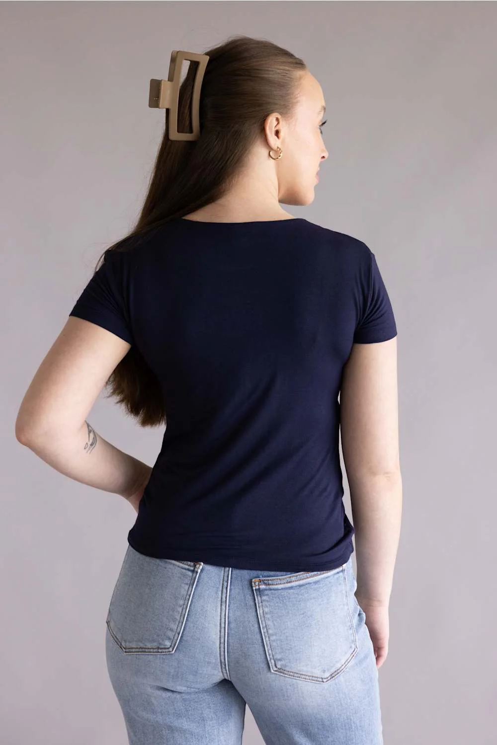 Simply Southern Double Layer T-Shirt for Women in Navy | PP-0126-TEE-DBLYR-NAVY - Image 3