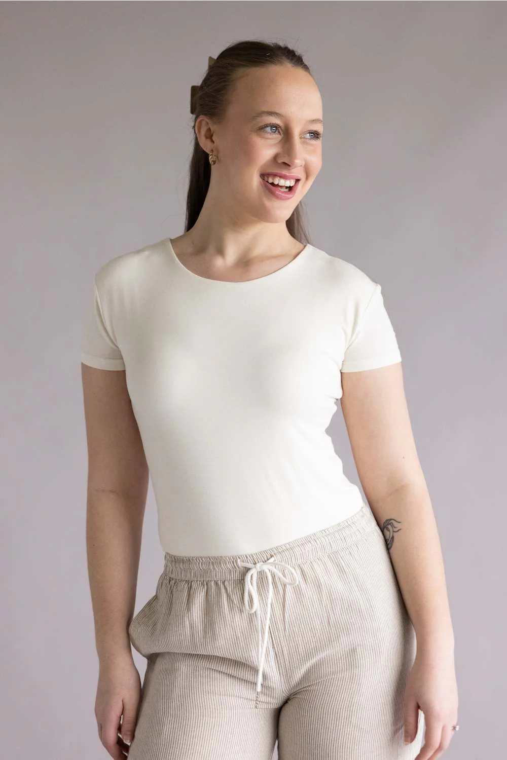 Simply Southern Double Layer T-Shirt for Women in Pearl | PP-0126-TEE-DBLYR-PEARL - Image 2