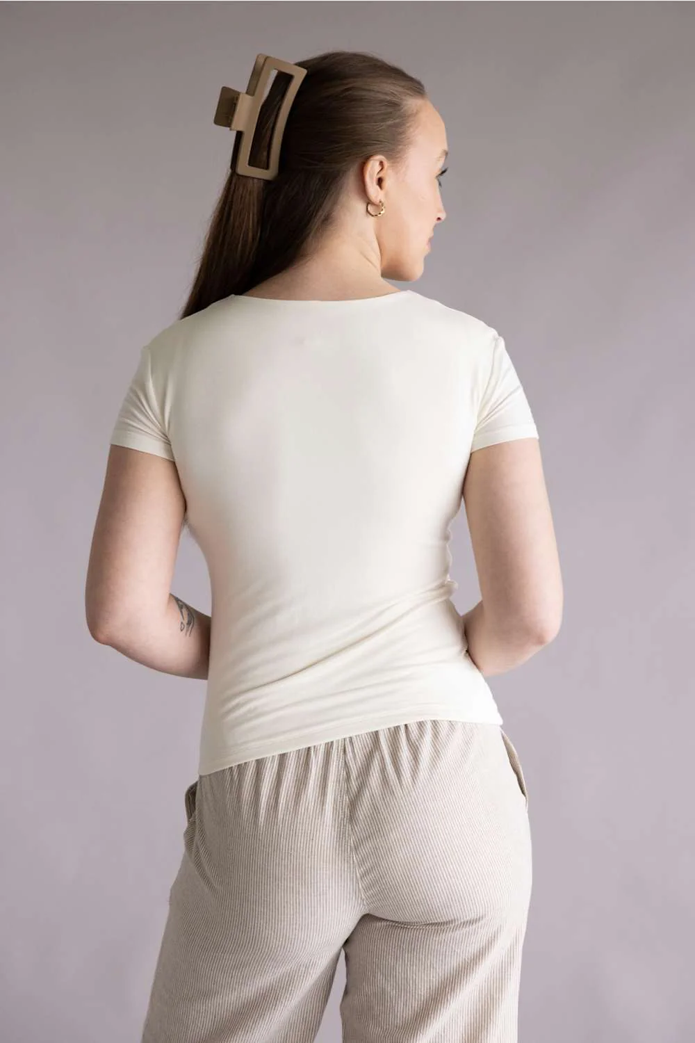 Simply Southern Double Layer T-Shirt for Women in Pearl | PP-0126-TEE-DBLYR-PEARL - Image 4