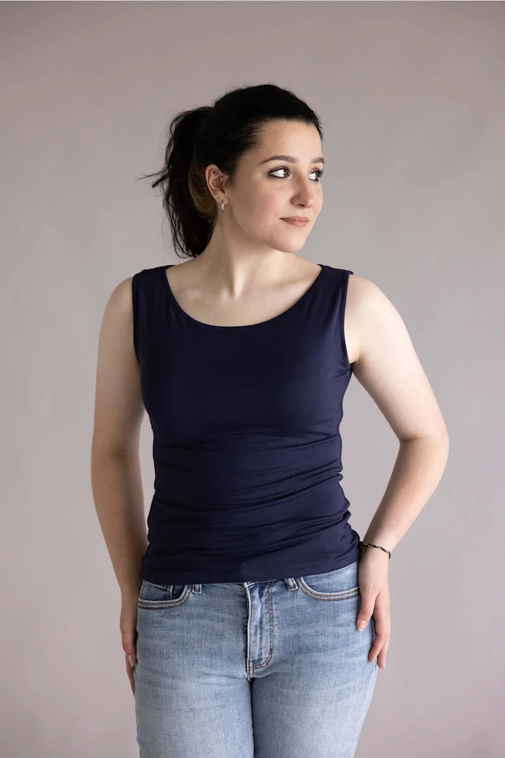 Simply Southern Double Layer Tank Top for Women in Navy | PP-0126-TANK-DBLYR-NAVY - Image 3