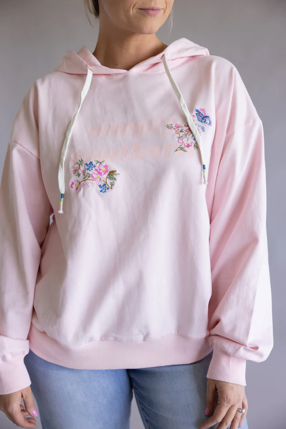 Simply Southern Embroidered Floral Hoodie for Women in Pink | PP-0126-HD-FLRL-PINK - Image 2