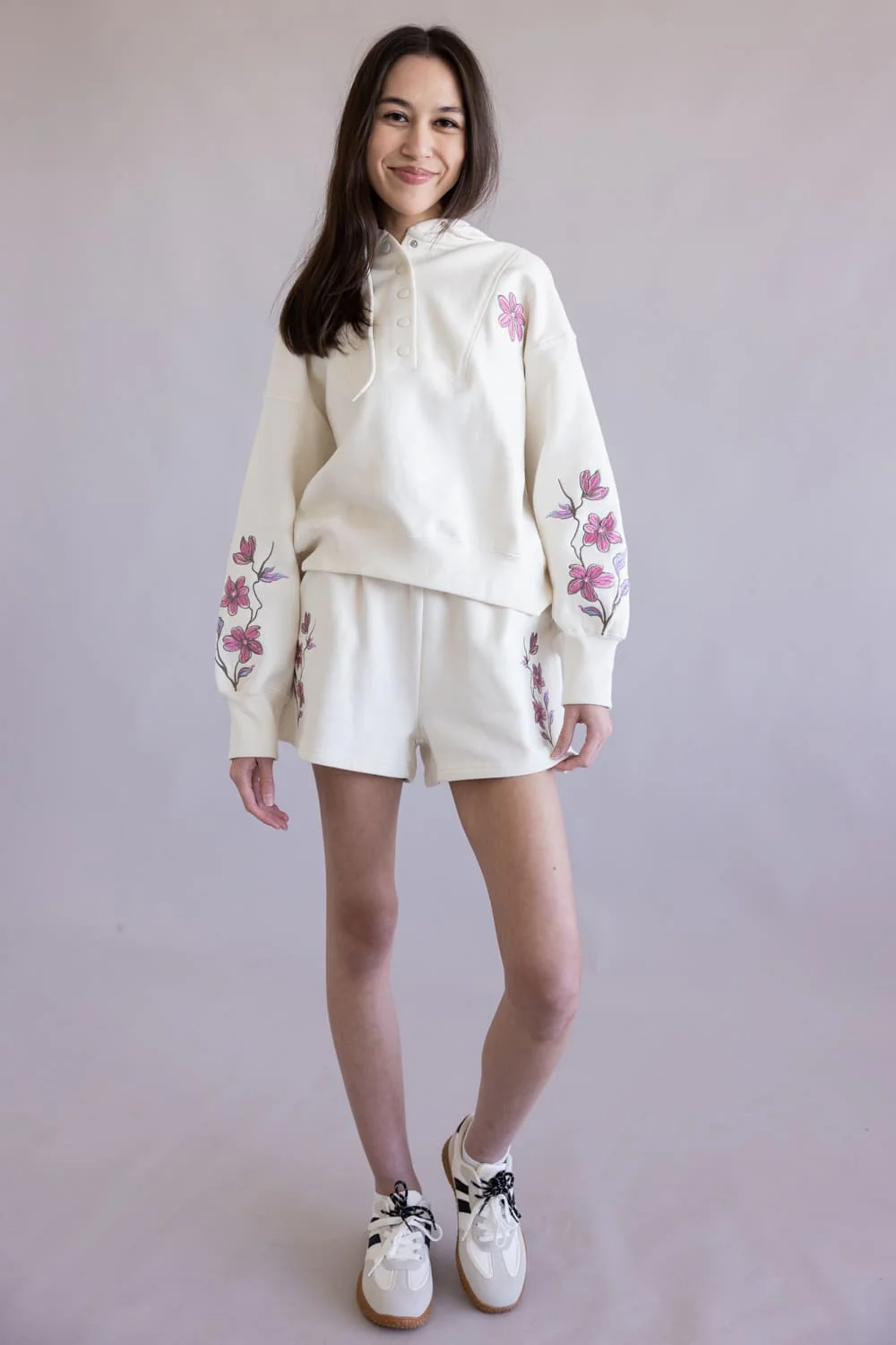 Simply Southern Embroidered Lounge Shorts for Women in Pearl | PP-0126-SHRT-LNGE-EMB-PEARL - Image 3