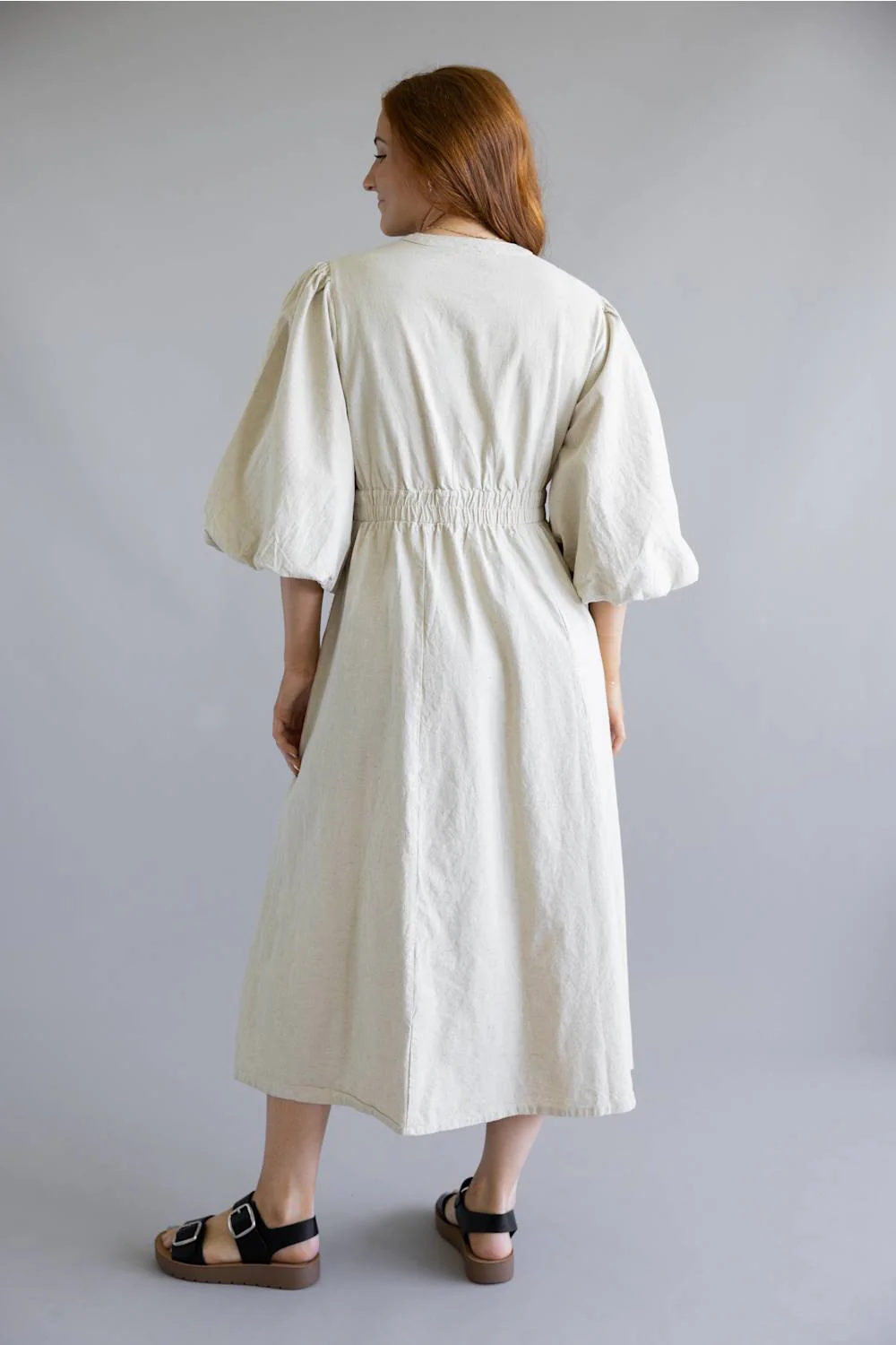 Simply Southern Embroidered Puff Sleeve Dress for Women in Linen | PP-0126-DRS-EMBPUFF-LINEN - Image 3
