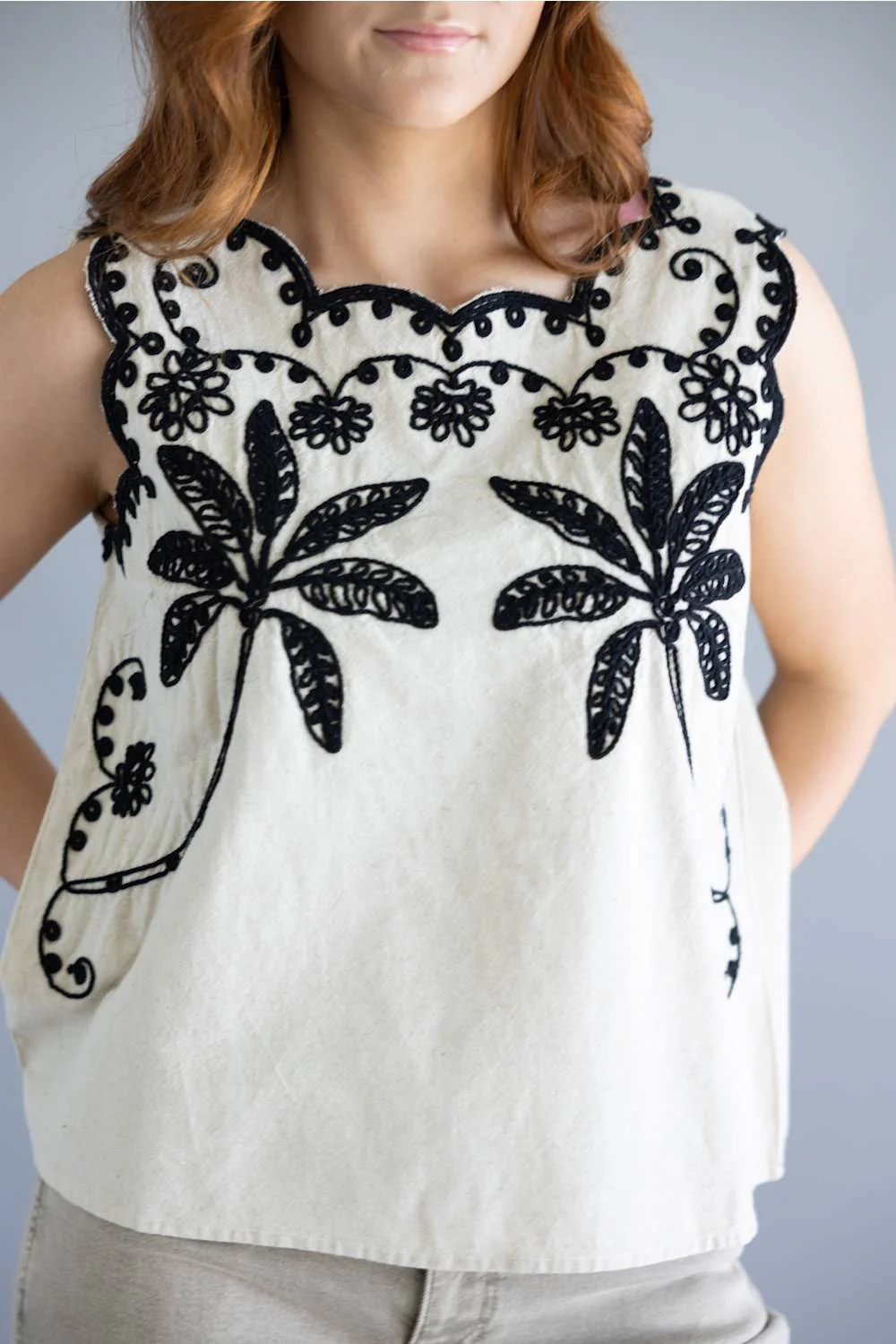 Simply Southern Embroidered Top for Women in Linen | PP-0126-TOP-EMB-LINEN - Image 2