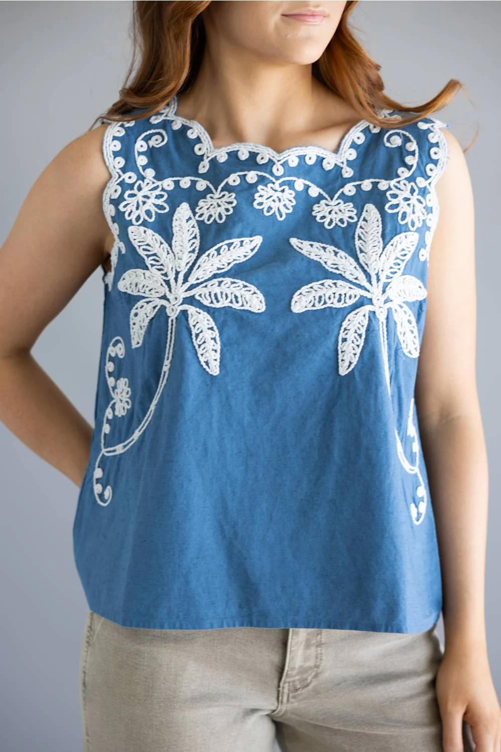 Simply Southern Embroidered Top for Women in Navy | PP-0126-TOP-EMB-NAVY - Image 2