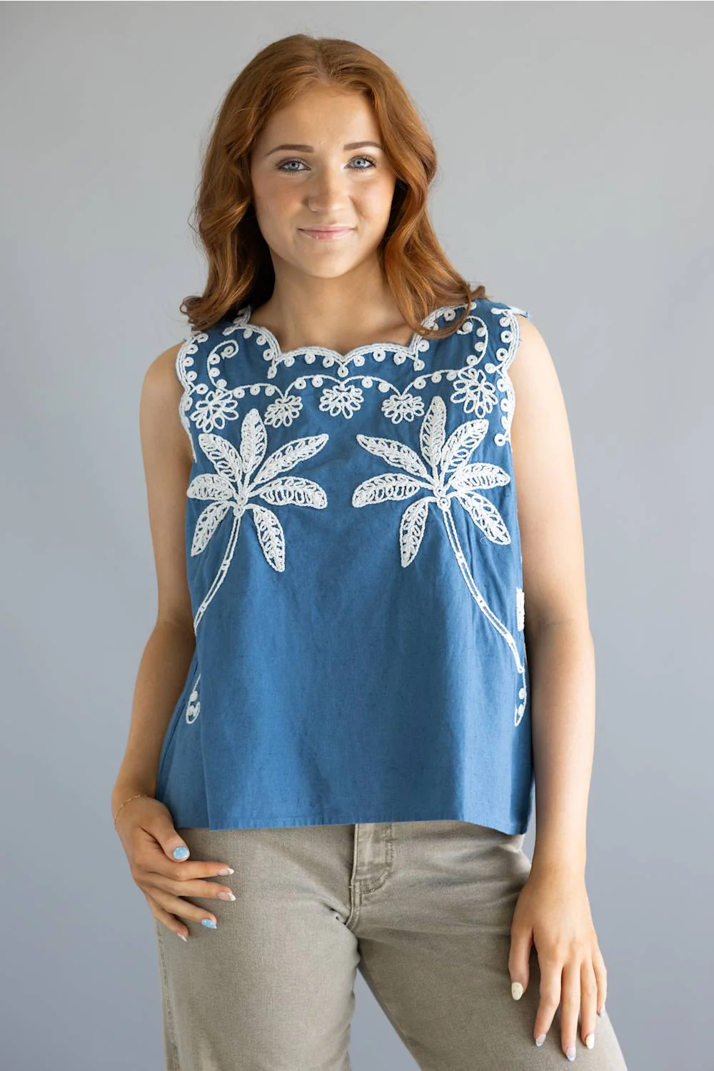 Simply Southern Embroidered Top for Women in Navy | PP-0126-TOP-EMB-NAVY - Image 4