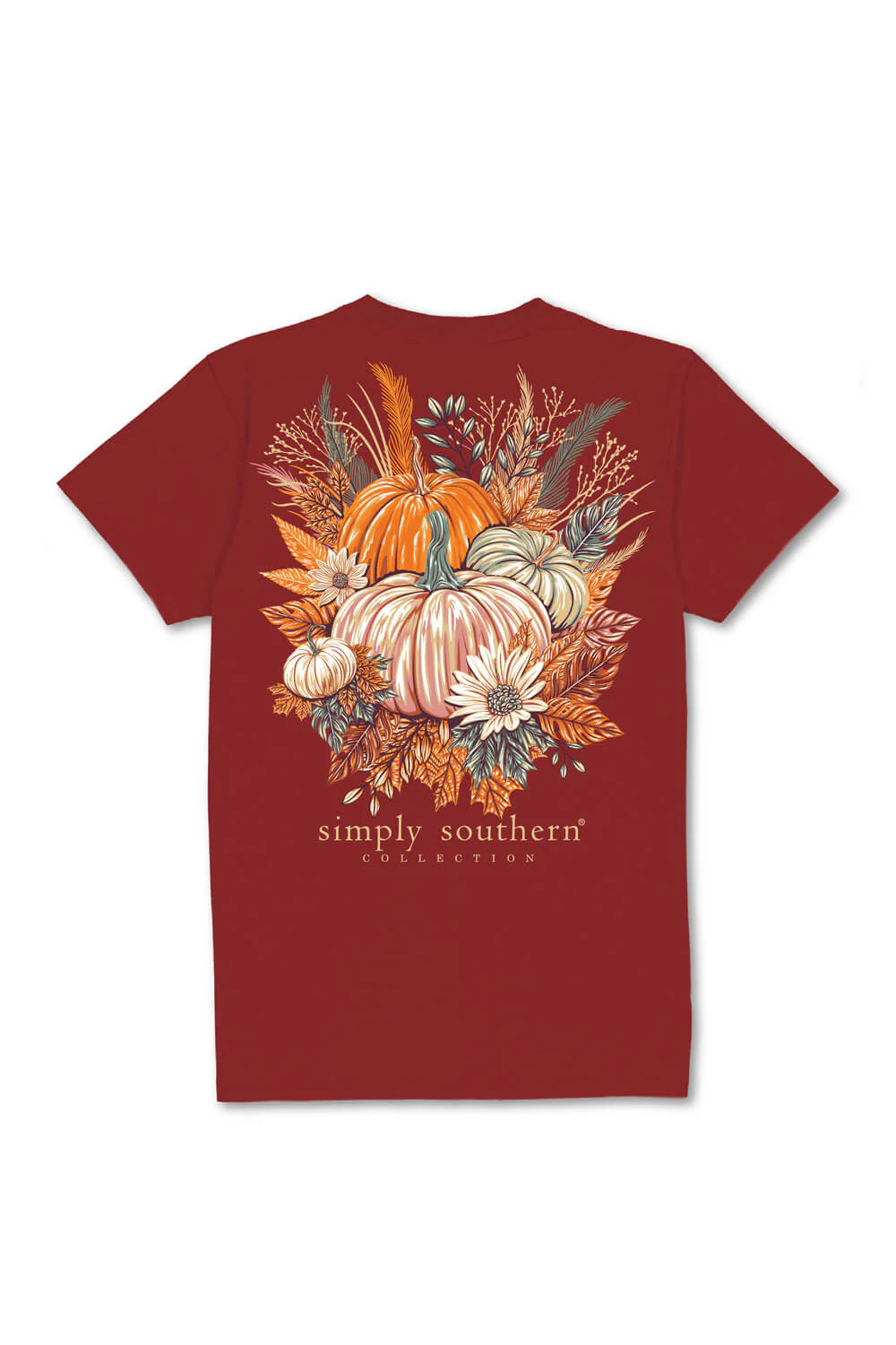 Simply Southern Fall Pumpkin Harvest T-Shirt for Women in Carmine | SS-HARVEST-CARMINE - Image 4