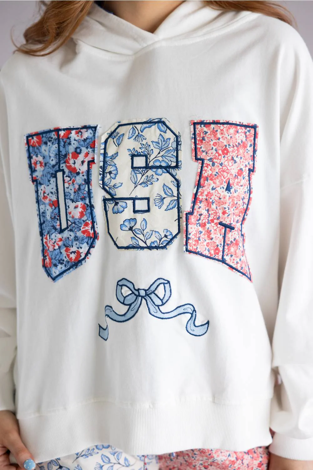 Simply Southern Floral USA Hoodie for Women in White | PP-0126-HD-FLRL-USA - Image 2