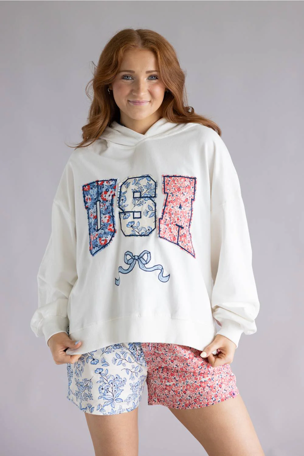Simply Southern Floral USA Hoodie for Women in White | PP-0126-HD-FLRL-USA - Image 4