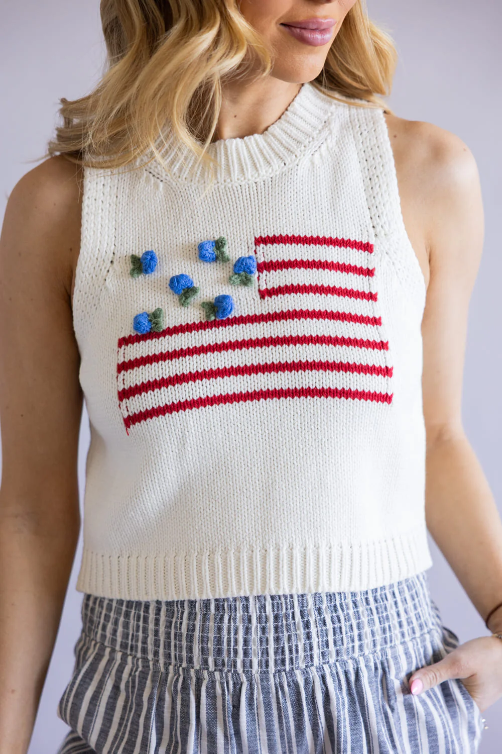 Simply Southern Flower Flag Tank Top for Women in White | PP-0126-TOP-TANK-FLWR-FLAG - Image 2