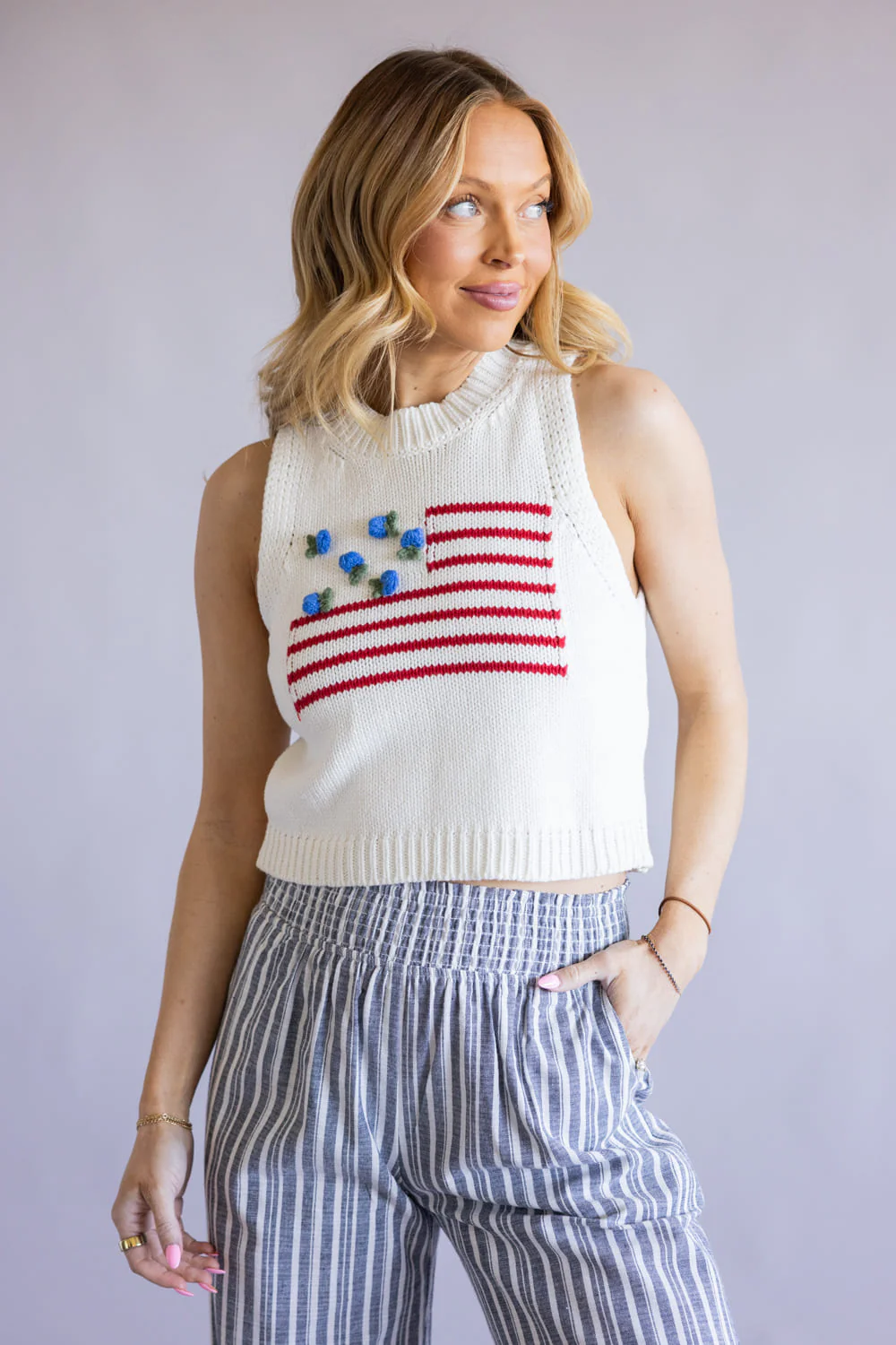 Simply Southern Flower Flag Tank Top for Women in White | PP-0126-TOP-TANK-FLWR-FLAG - Image 4