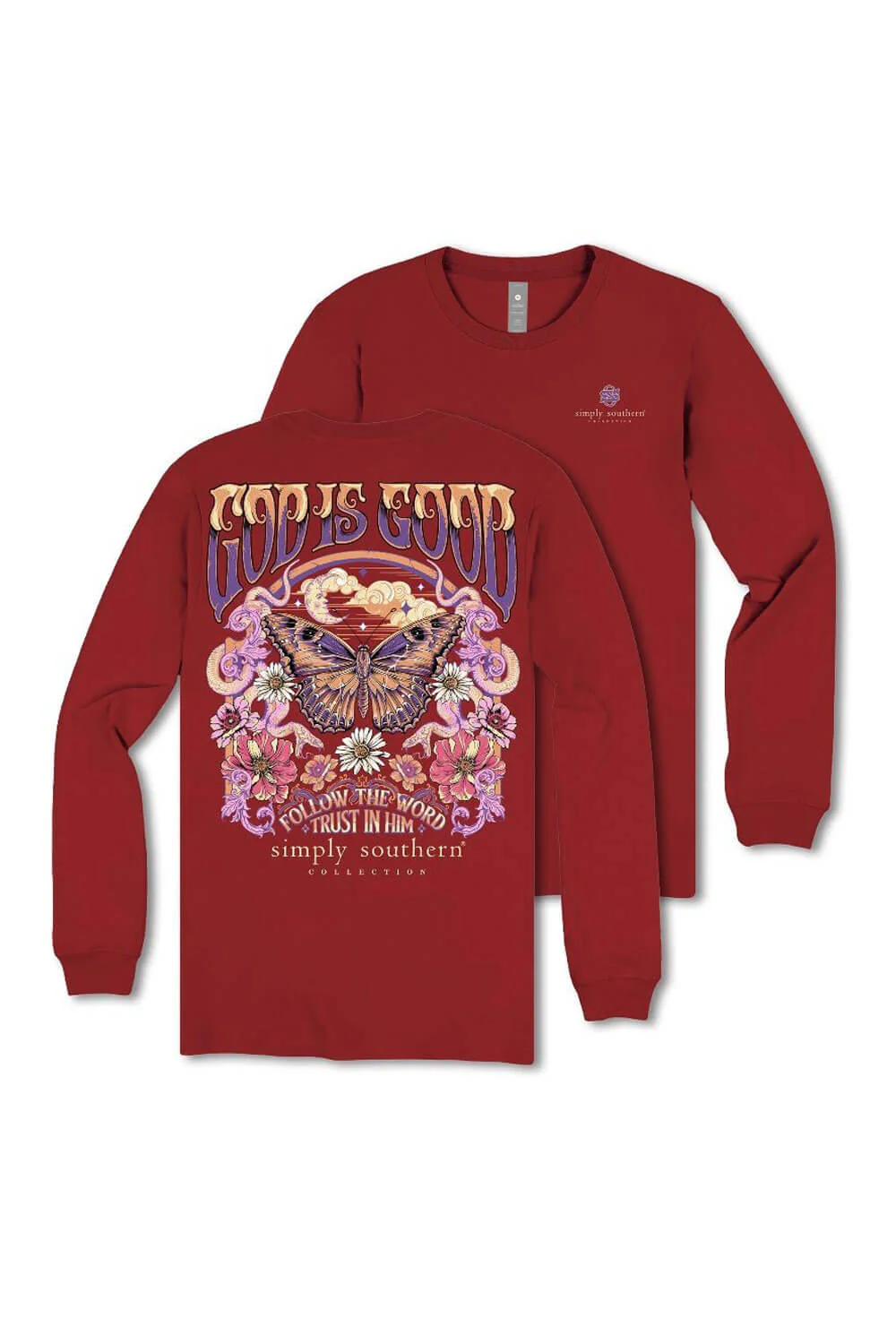 Simply Southern Follow the Word Long Sleeve T-Shirt for Women in Carmine | LS-FOLLOW-CARMINE - Image 3