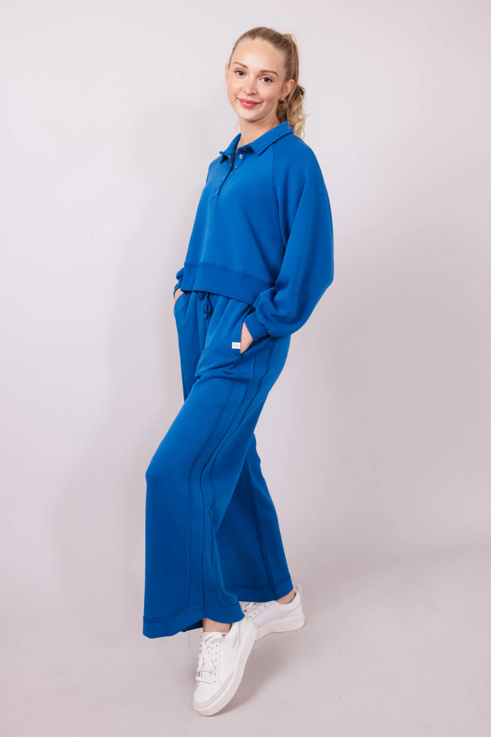 Simply Southern Gigi ¼ Snap Collar Modal Knit Pullover for Women in Royal Blue | PP-0125-PULL-GIGI-ROYAL - Image 4
