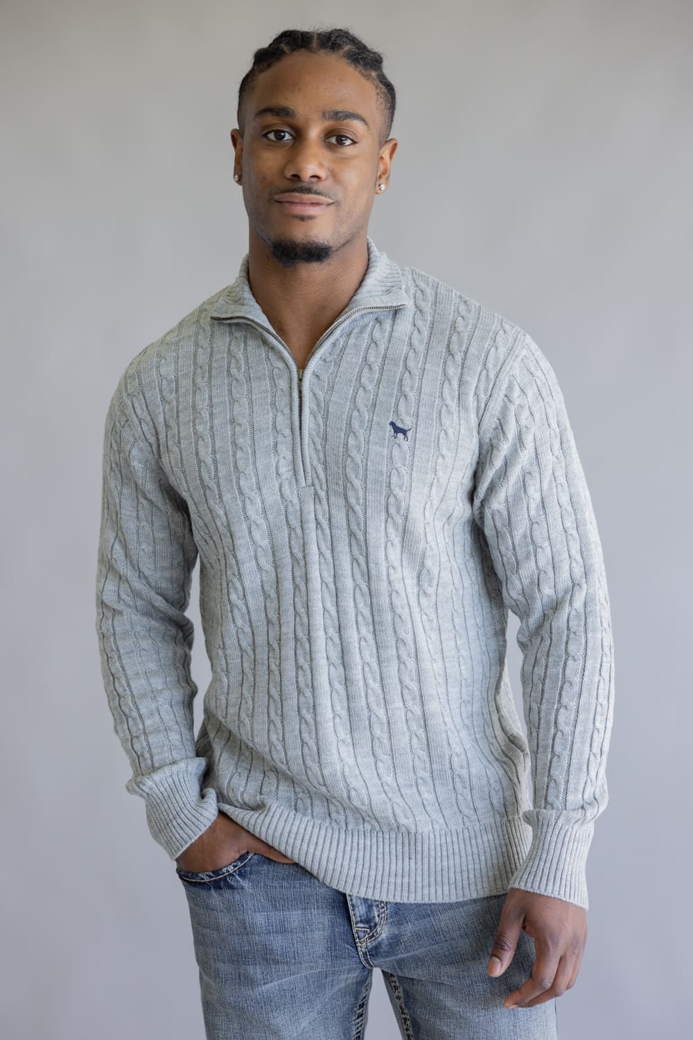 Simply Southern Grayson Quarter Zip Neck for Men in Grey | 0225-MN-QTRZIP-GRAYSON-GRAY - Image 3
