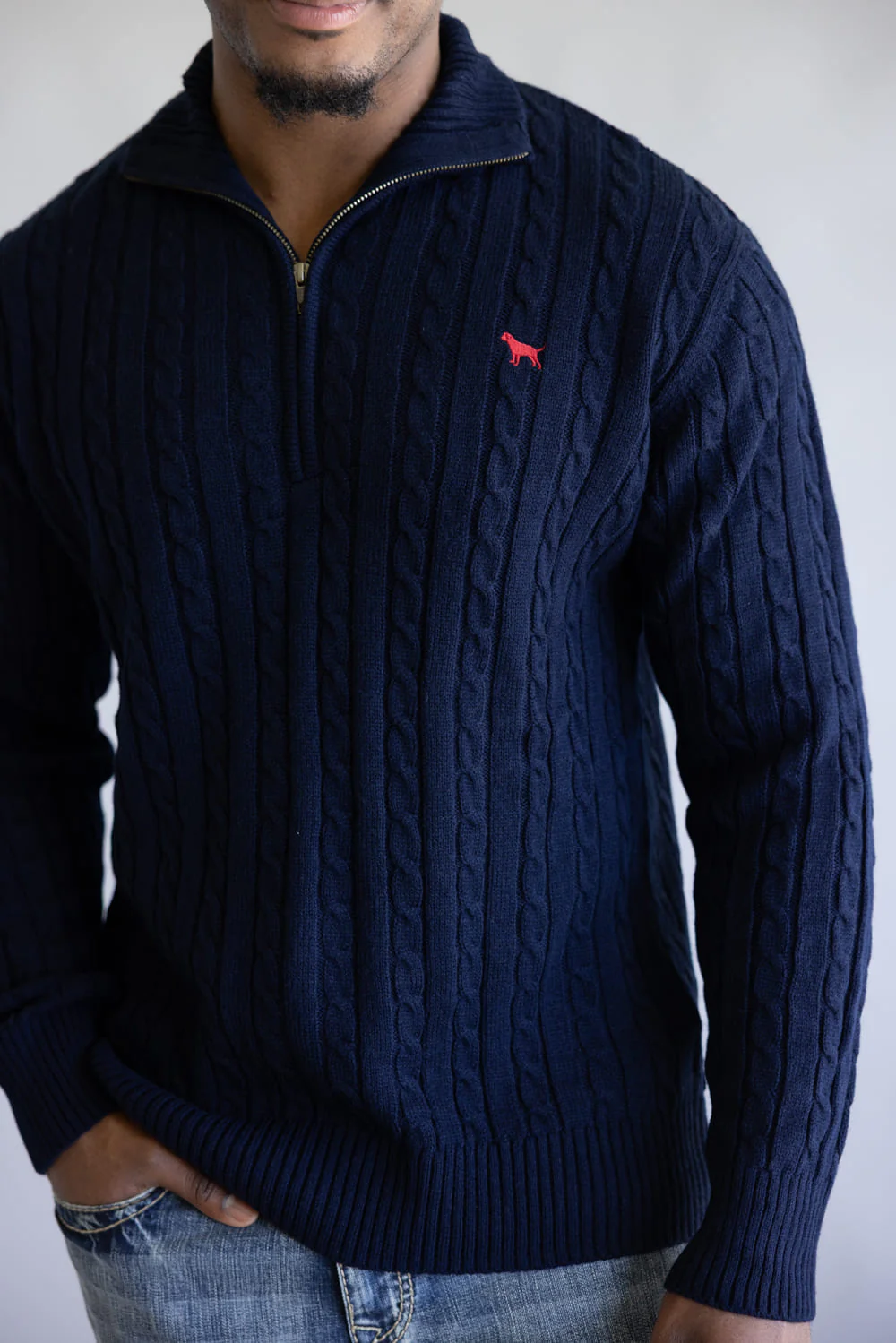 Simply Southern Grayson Quarter Zip Neck for Men in Navy | 0225-MN-QTRZIP-GRAYSON-NAVY - Image 3