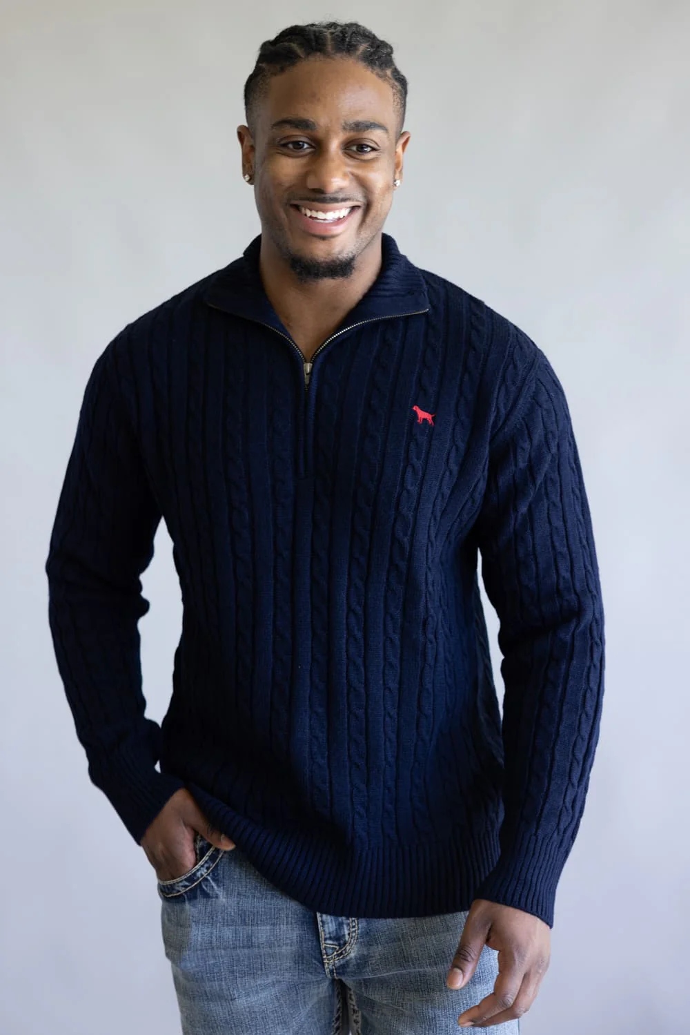 Simply Southern Grayson Quarter Zip Neck for Men in Navy | 0225-MN-QTRZIP-GRAYSON-NAVY - Image 4