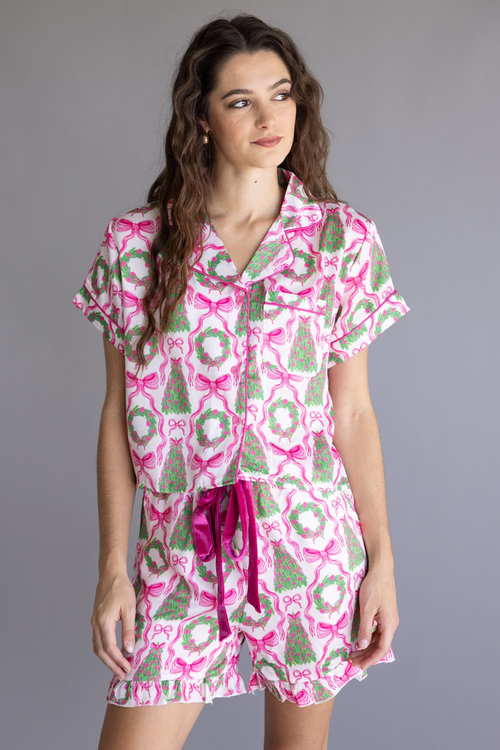 Simply Southern Holiday Satin Pajama Set for Women - Image 2