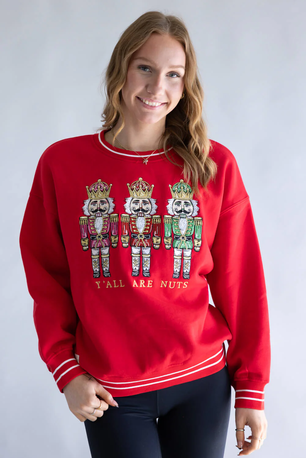 Simply Southern Holiday Varsity Crewneck Sweatshirt for Women - Image 5