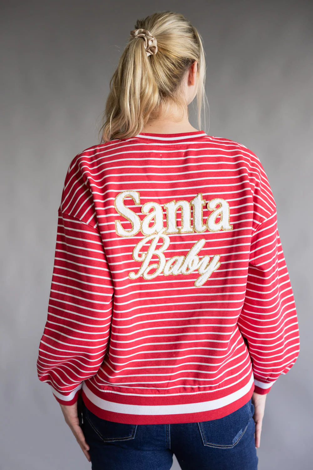 Simply Southern Holiday Varsity Crewneck Sweatshirt for Women - Image 6