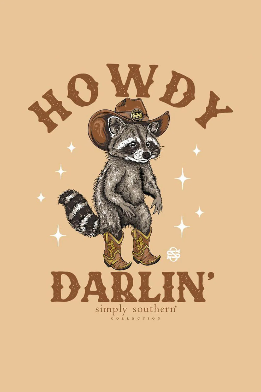 Simply Southern Howdy Darlin Racoon T-Shirt for Women in Khaki | SS-HOWDYRACN-KHAKI - Image 5