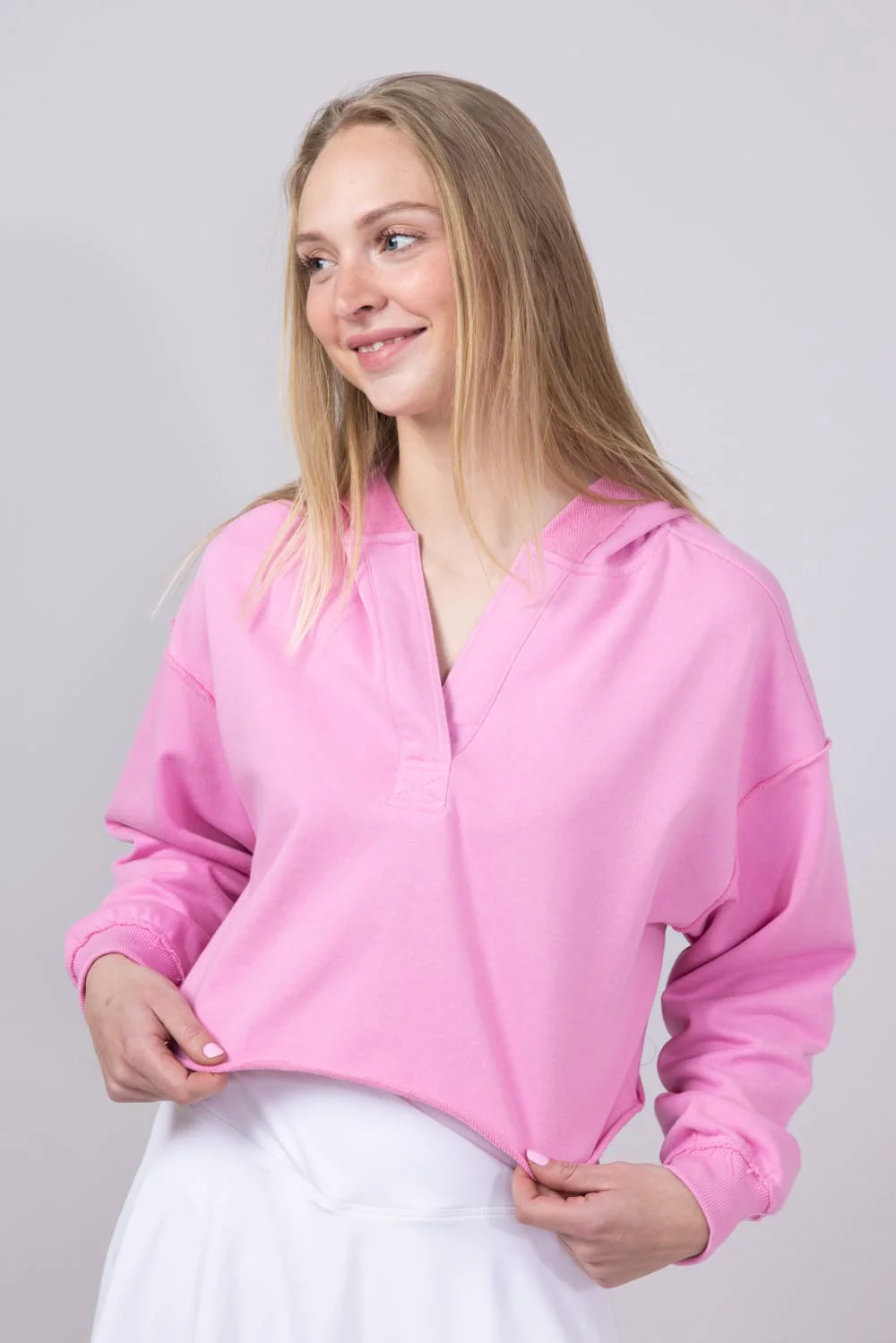 Simply Southern Johnny Collar Cropped Hoodie for Women - Image 3