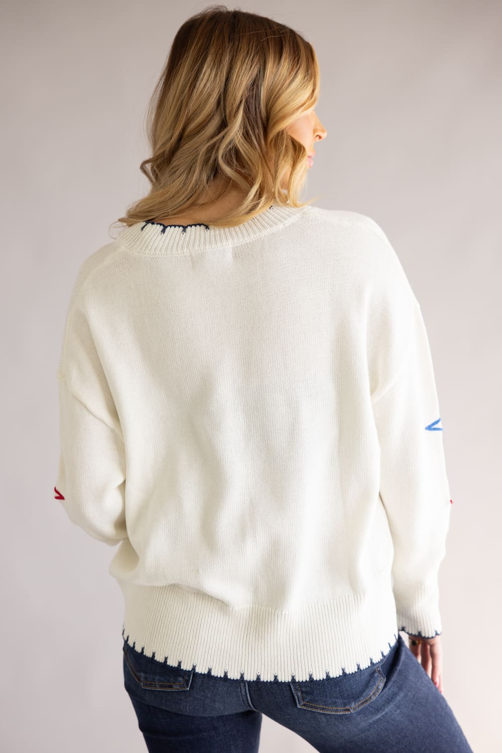 Simply Southern Knit USA Star Sweater for Women in Cream | PP-0126-SWTR-SWEET-STARS - Image 3