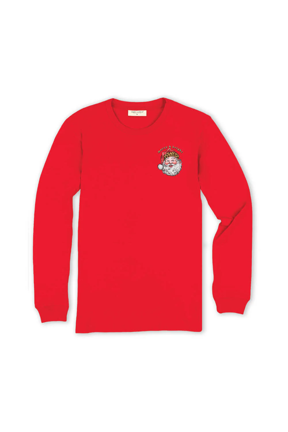 Simply Southern Leopard Hat Santa Long Sleeve T-Shirt for Women in Red | LS-LEOSANTA-RED - Image 2