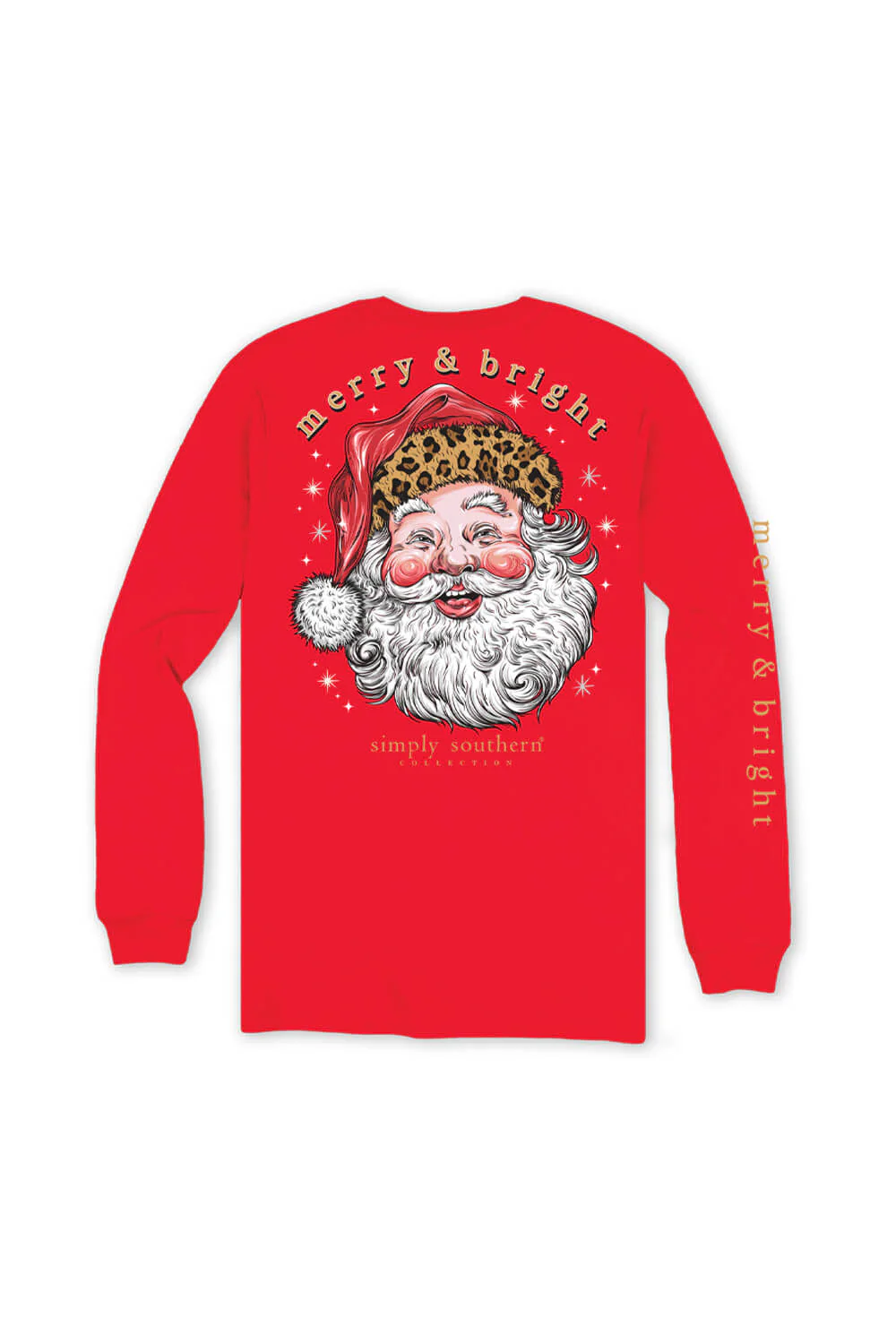 Simply Southern Leopard Hat Santa Long Sleeve T-Shirt for Women in Red | LS-LEOSANTA-RED - Image 3