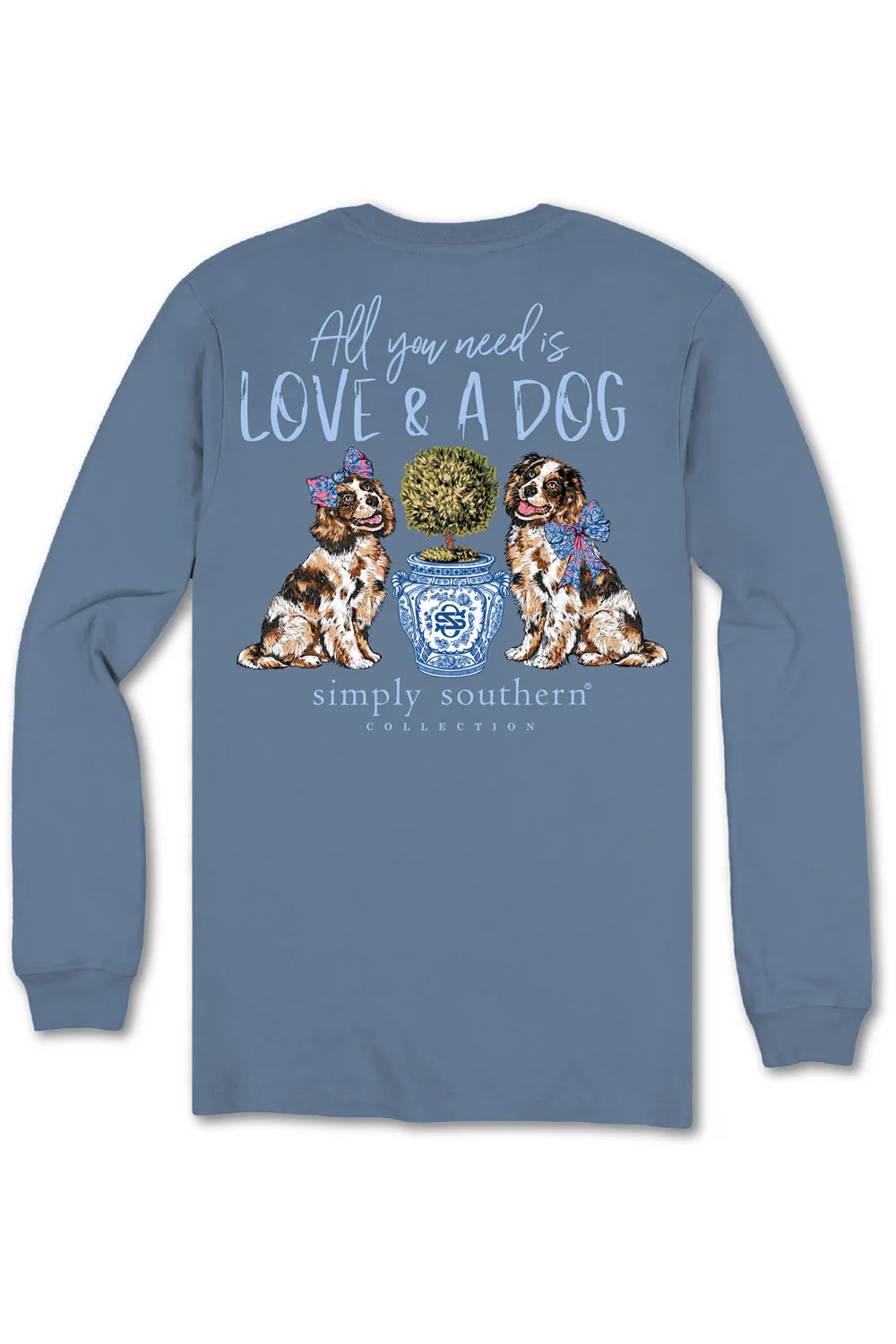 Simply Southern Love & A Dog Long Sleeve T-Shirt for Women in Blue | LS-LOVE-ICELAND - Image 3