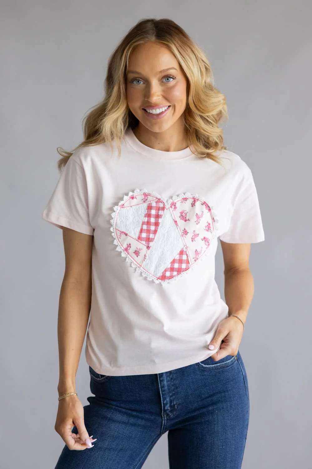 Simply Southern Love Heart T-Shirt for Women in Light Pink | PP-0126-TEE-LOVE-HEART - Image 3