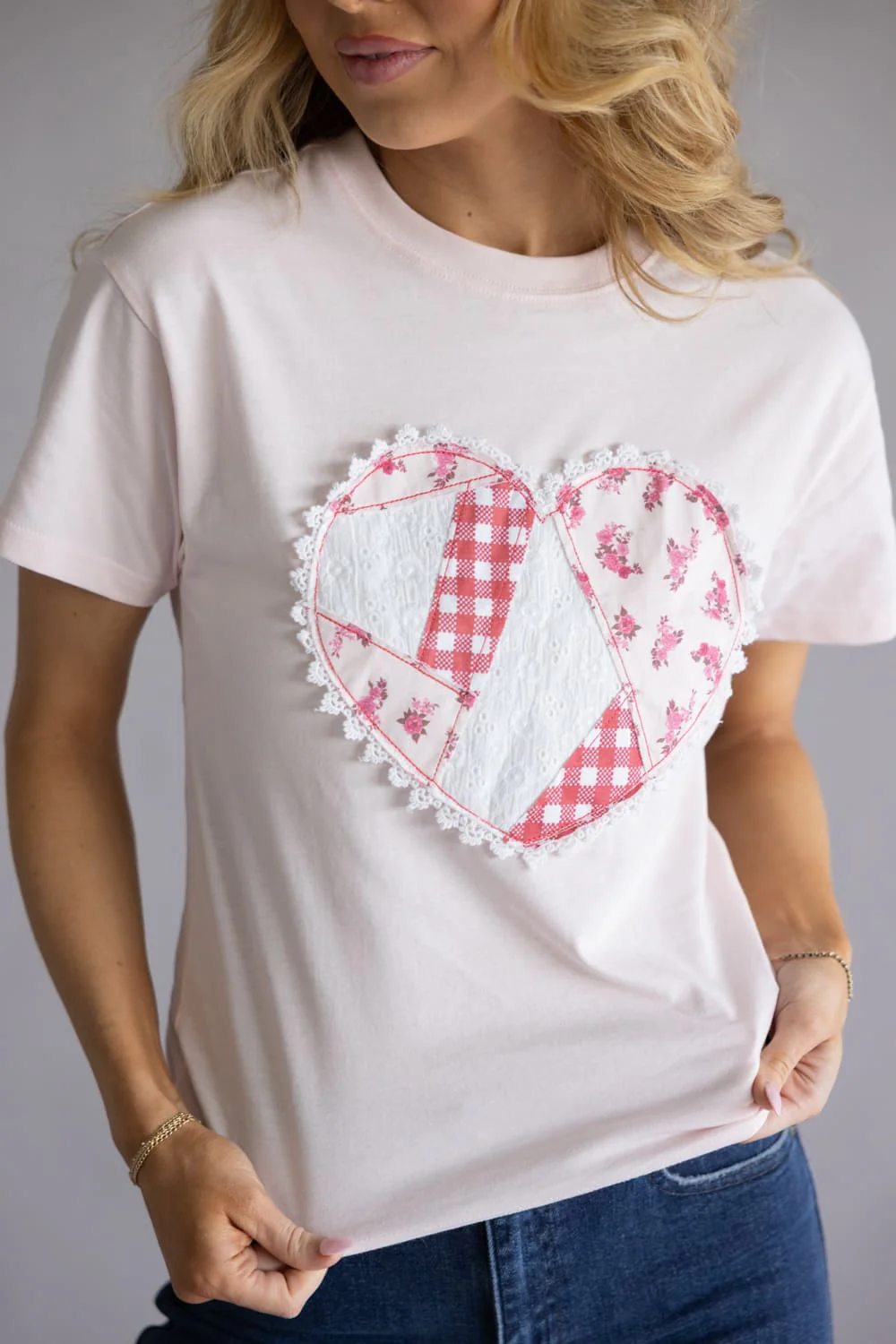 Simply Southern Love Heart T-Shirt for Women in Light Pink | PP-0126-TEE-LOVE-HEART - Image 4