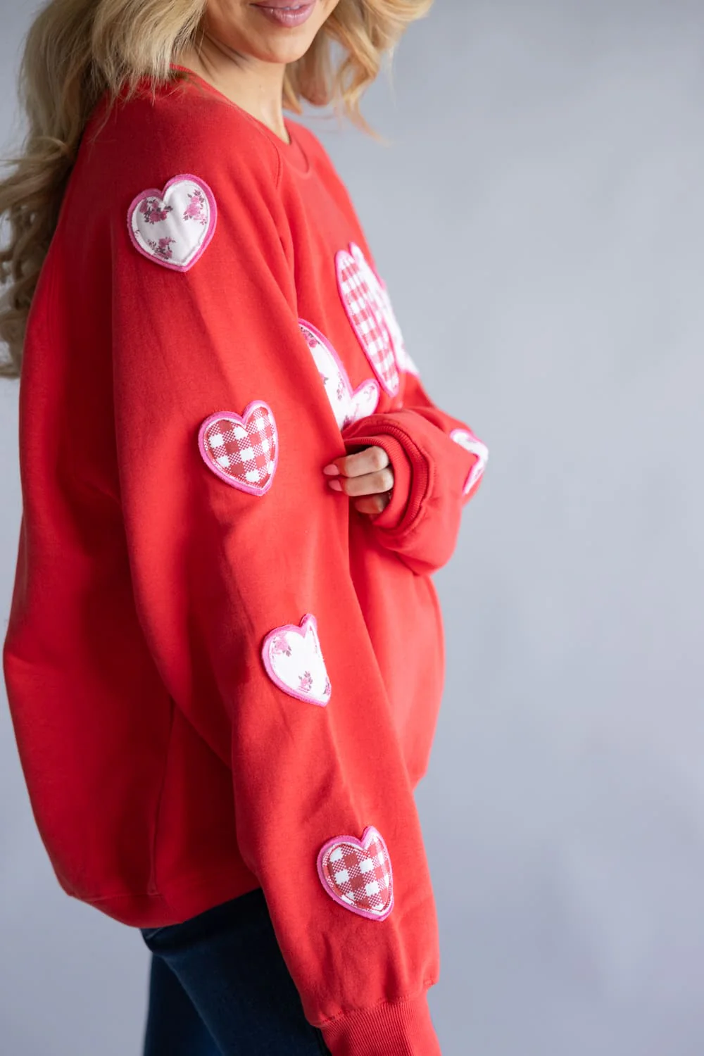 Simply Southern Love Patch Crewneck for Women in Red | PP-0126-CRW-LOVE-PATCH - Image 3