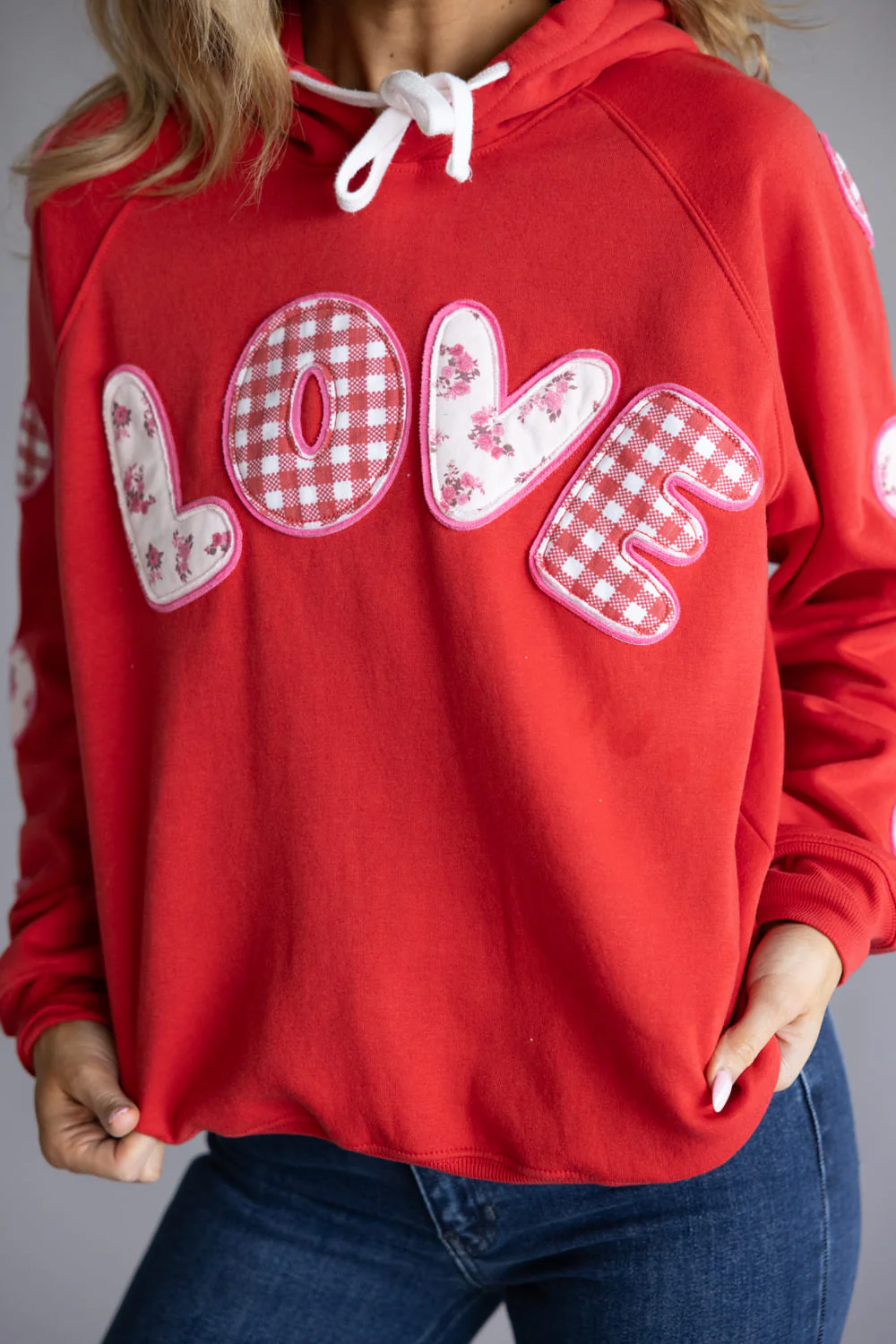 Simply Southern Love Patch Hoodie for Women in Red | PP-0126-HD-LOVE-PATCH - Image 3