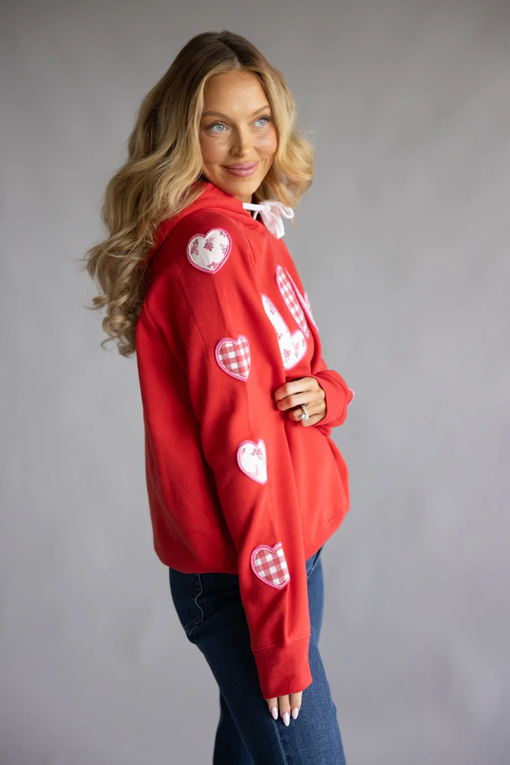 Simply Southern Love Patch Hoodie for Women in Red | PP-0126-HD-LOVE-PATCH - Image 4