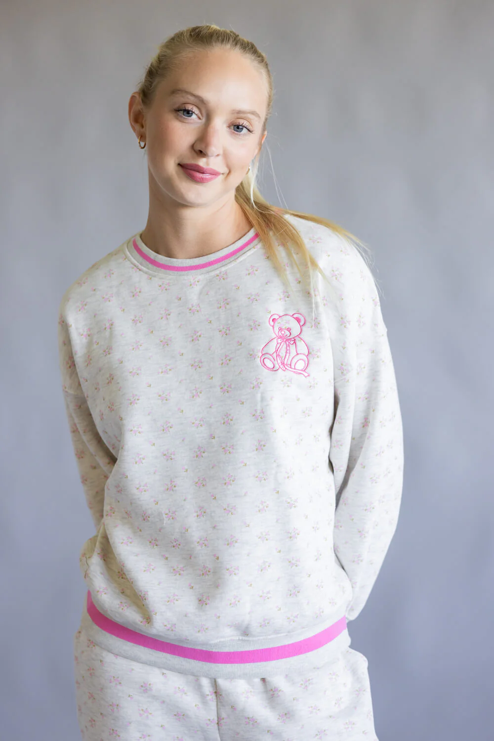 Simply Southern Love Varsity Crew Sweatshirt for Women in Gray | PP-0225-CRW-VARSITY-LOVE - Image 3