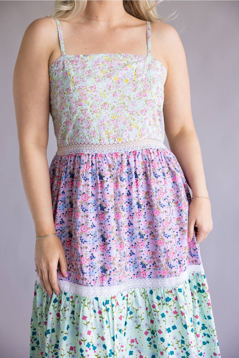 Simply Southern Maxi Multi-Floral Dress for Women in Blue | PP-0126-DRS-MULTI-FLRL - Image 2