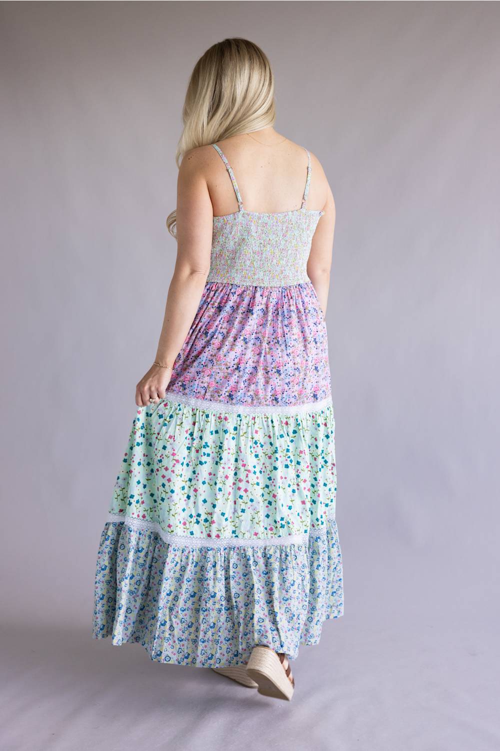 Simply Southern Maxi Multi-Floral Dress for Women in Blue | PP-0126-DRS-MULTI-FLRL - Image 3