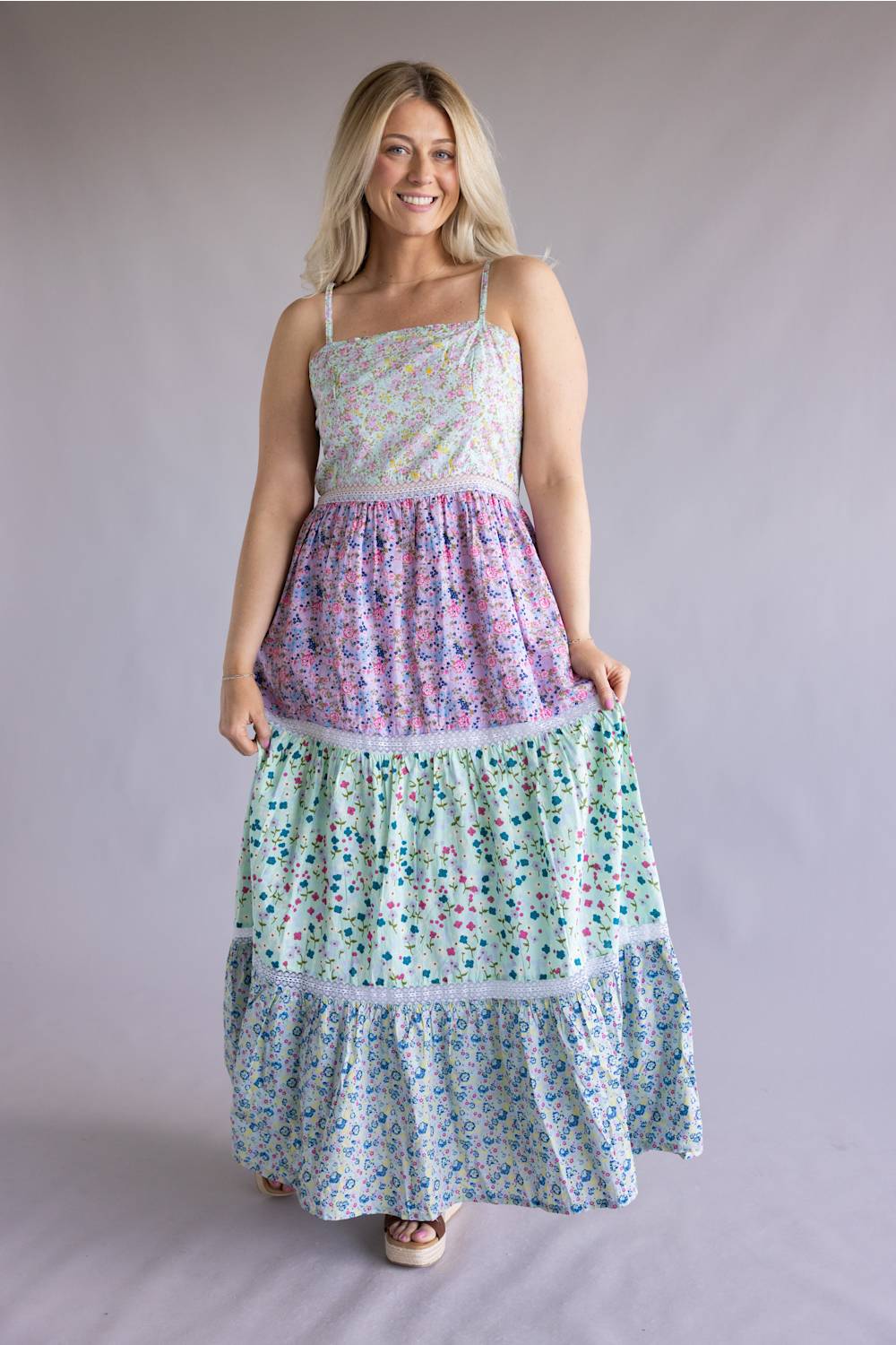 Simply Southern Maxi Multi-Floral Dress for Women in Blue | PP-0126-DRS-MULTI-FLRL - Image 4