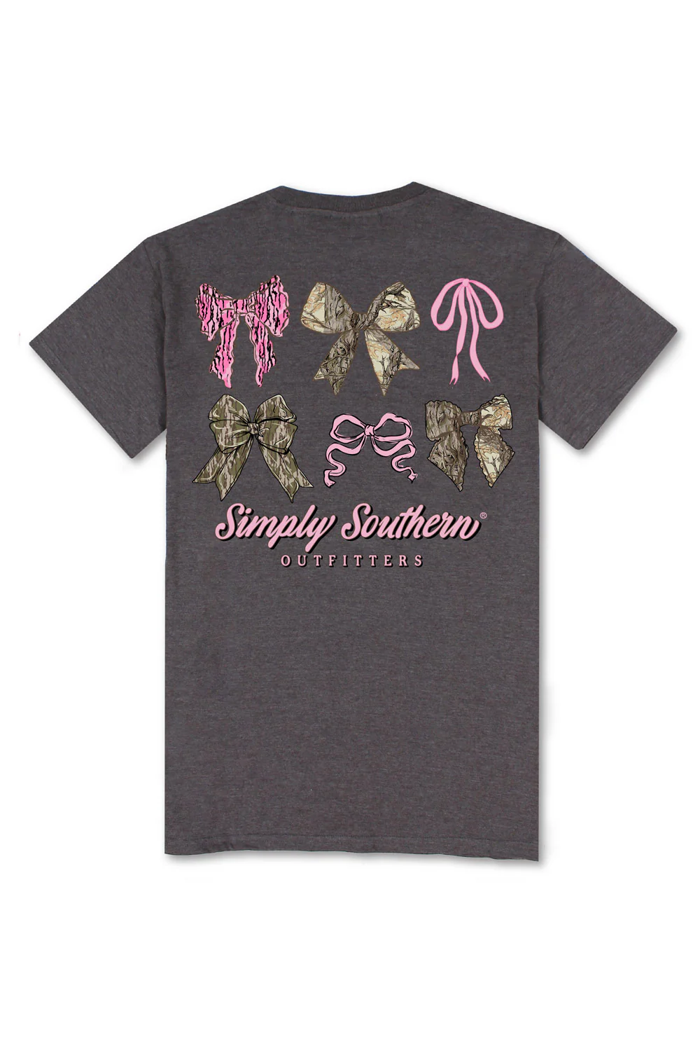 Simply Southern Multi Camo Bow T-Shirt for Women in Grey | SS-MULTICAMO-IRONHTHR - Image 3