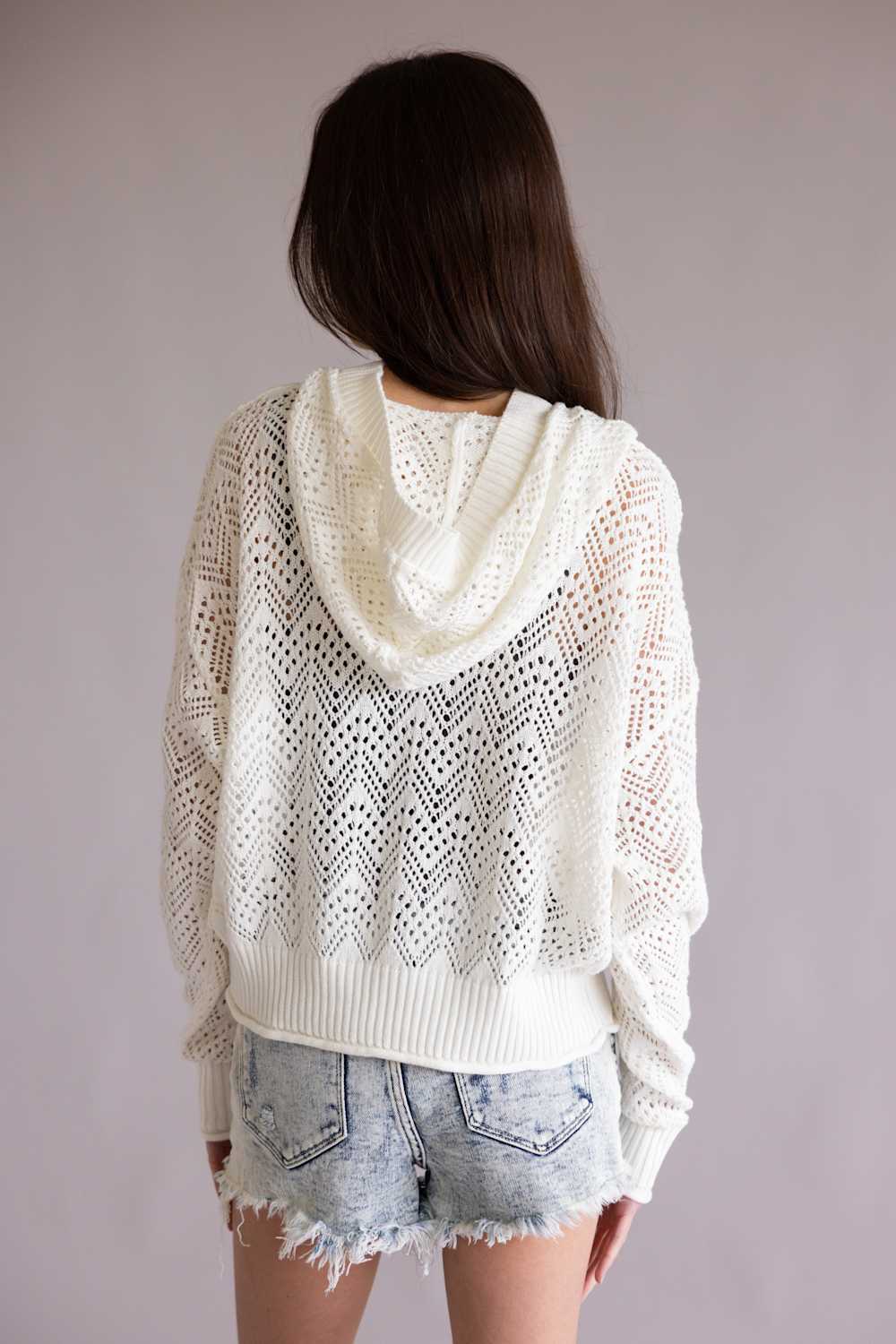 Simply Southern Open Knit Hoodie for Women in Pearl | PP-0126-HD-KNT-OPEN-PRL - Image 3