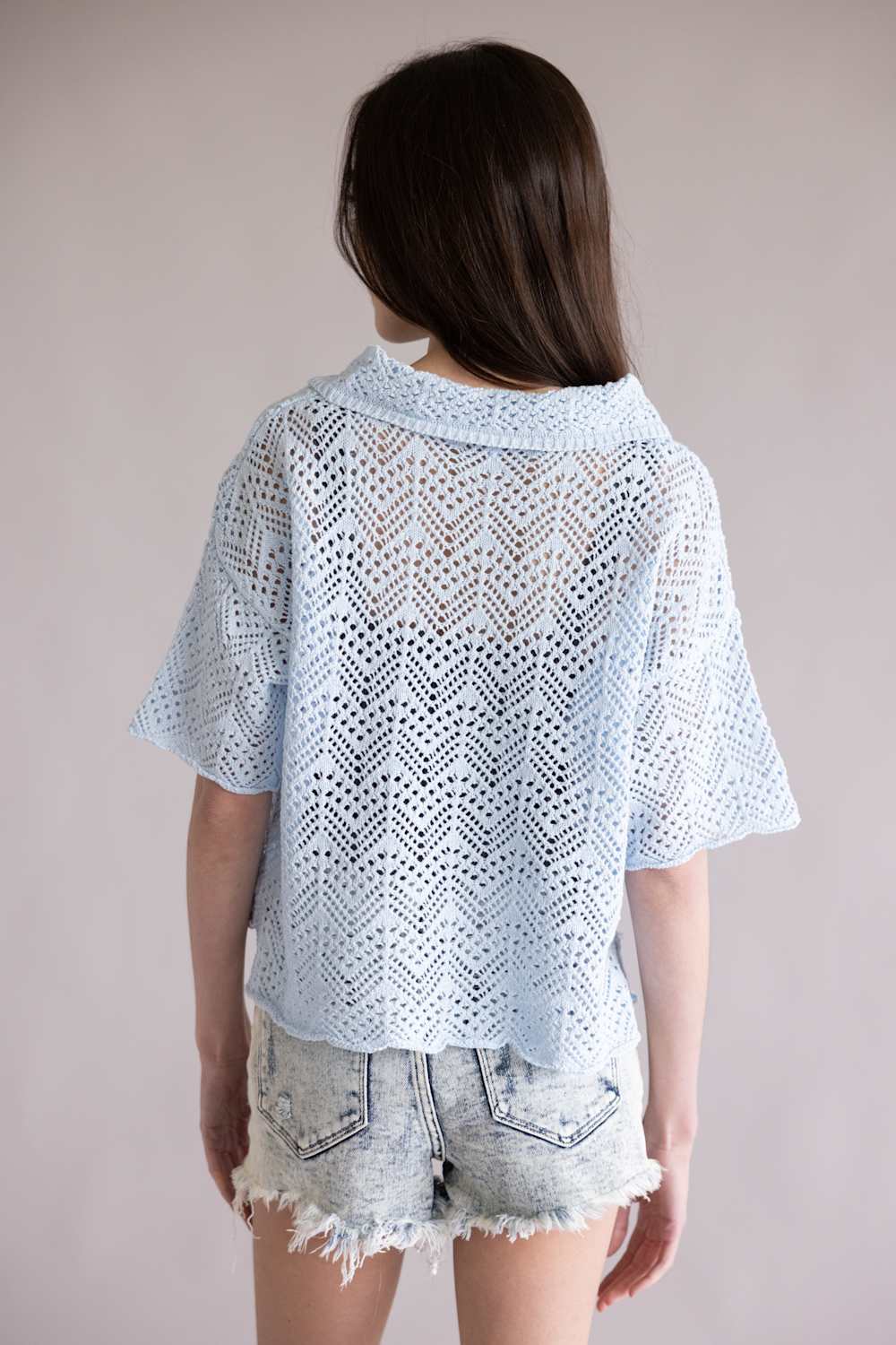 Simply Southern Open Knit Top for Women in Mist Blue | PP-0126-TOP-KNT-OPEN-MST - Image 3