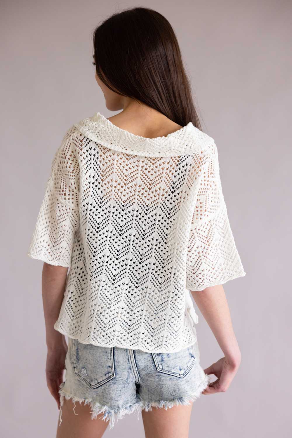 Simply Southern Open Knit Top for Women in Pearl | PP-0126-TOP-KNT-OPEN-PRL - Image 2