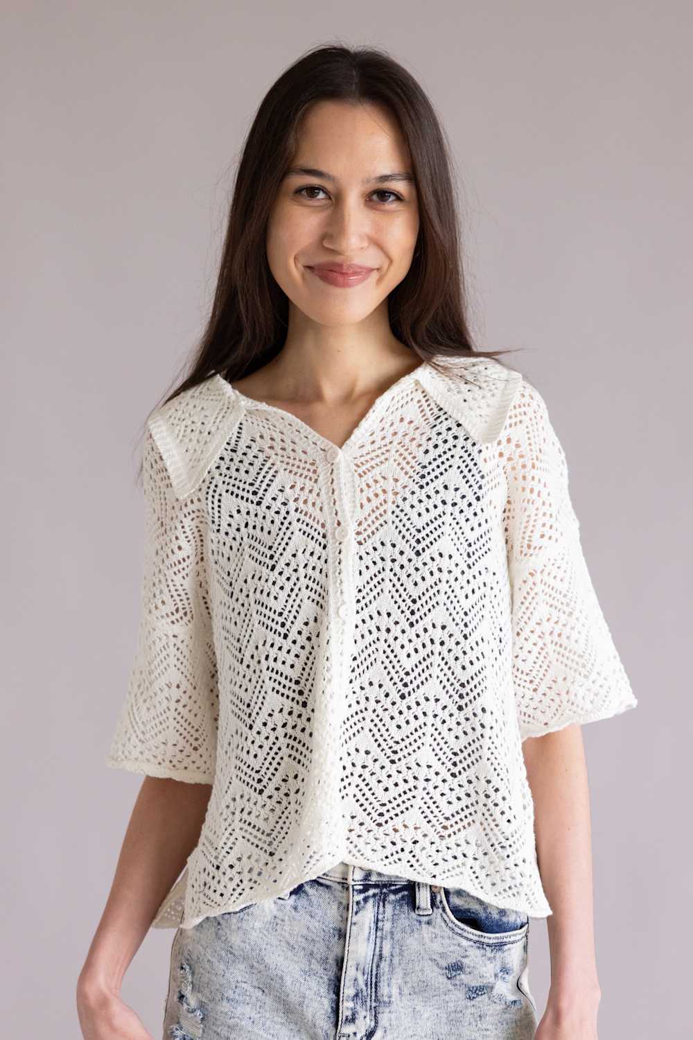 Simply Southern Open Knit Top for Women in Pearl | PP-0126-TOP-KNT-OPEN-PRL - Image 3