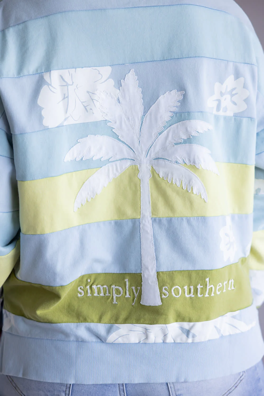 Simply Southern Palm Polo Pullover for Women in Blue | PP-0126-POLO-PALM-BLUE - Image 3