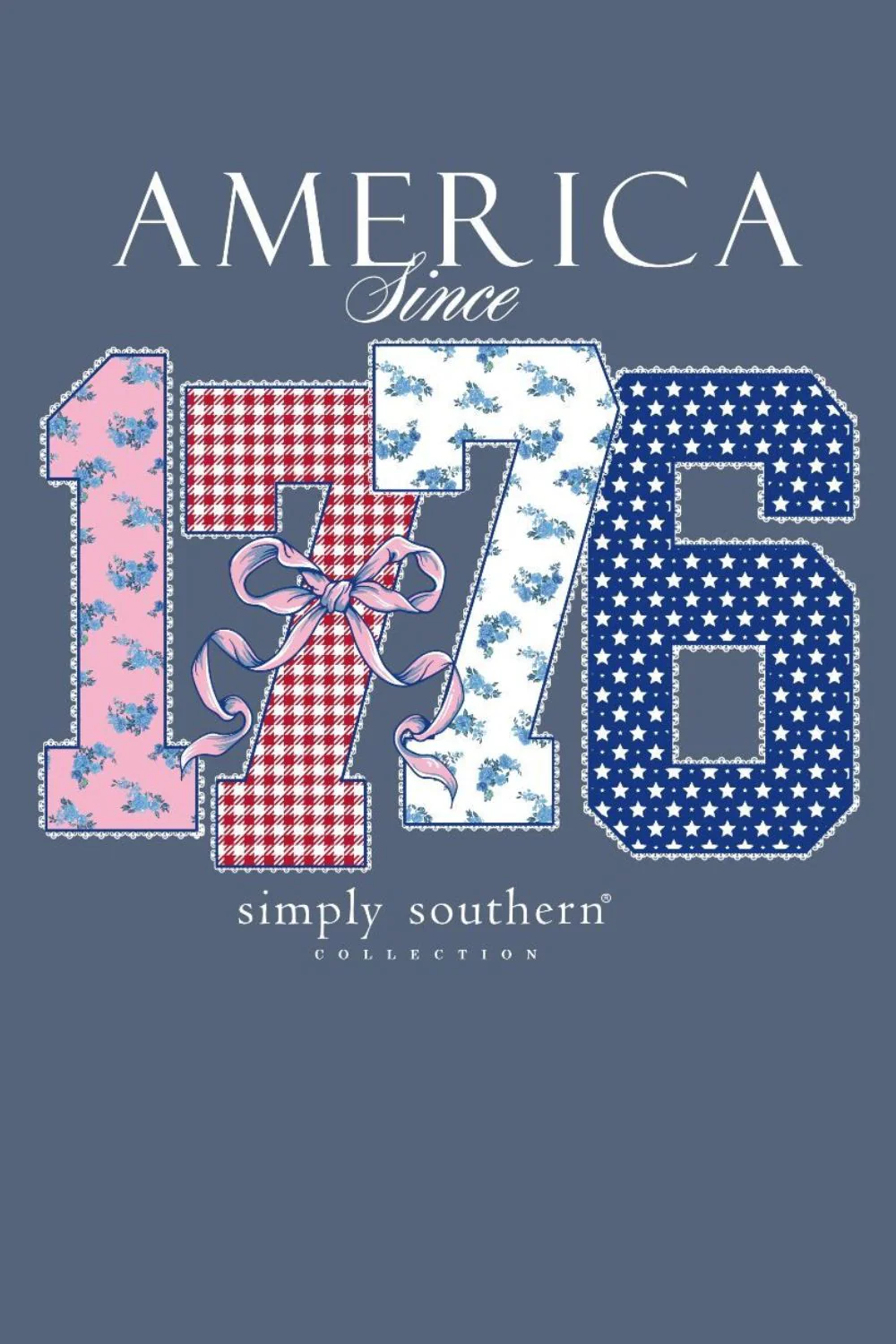 Simply Southern Plus Size America 1776 T-Shirt for Women in Overcast Blue | EXT-MINWASH-AMERICA-OVRCST - Image 3