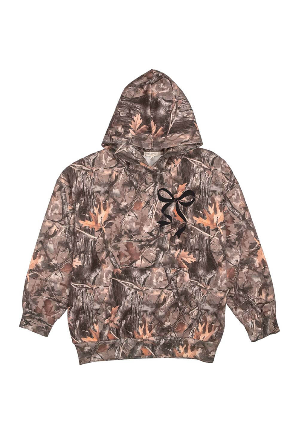 Simply Southern Plus Size Black Bow Camo Hoodie for Women in Brown | EXT-HD-BOW-CAMO - Image 2