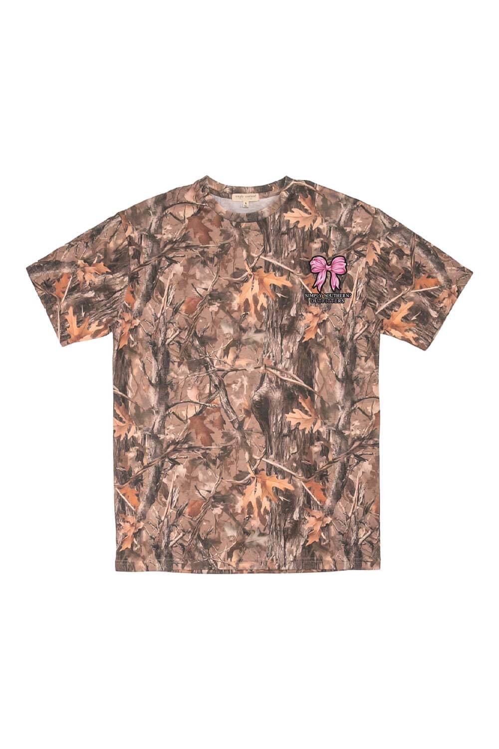 Simply Southern Plus Size Camo Pink Bow T-Shirt for Women in Brown | EXT-SS-PNKBOWS-CAMO - Image 2